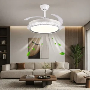 42 Inch Ceiling Fan Light 96W LED Dimmable Smart Remote Control Quiet Motor Zhongshan Factory Direct Price