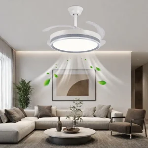 42 Inch Ceiling Fan Light 96W Super Bright LED Bladeless Design Remote Control Living Room Bedroom