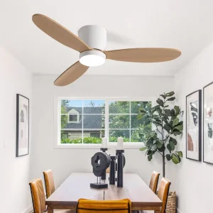 42 Inch Contemporary Luxury Indoor Lighting Ceiling Fans with Remote Control Wooden Lampshade
