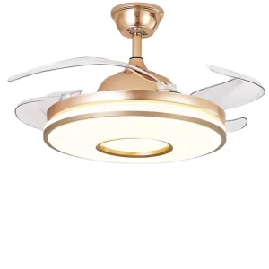 42 Inch Golden Minimalist Modern LED Ceiling Fan with DC Motor Remote Control for Living Dining Bedroom