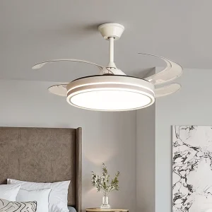 42 Inch Invisible Ceiling Lamp Light Fan with LED Lights 6 Speeds Remote Control Switch for Bedroom Kitchen Living Room