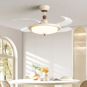 42 Inch Invisible Nordic Simple Foldable 4Bladeless Led Ceiling Cell Fan with Lamp with Led Lighting Led Lamp Classic and Remote