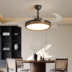 42 Inch Invisible Nordic Simple Foldable Bladeless LED Ceiling Fan with Lamp and Remote