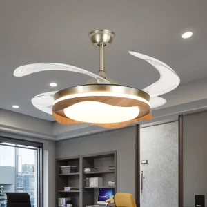 42 Inch LED Smart Remote Control Modern Indoor Ceiling Fan with Music 6 Speed Foldable BL Motor 500mm Blade 32W