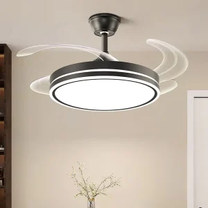 42-Inch Metal LED Ceiling Fan Light with Remote Control 5 Blades AC Motor 6-Speed Dimmable Minimalist Living Room Fan