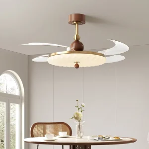 42 Inch Modern Ceiling Fan with Light and Remote Control Retractable LED Lamp for Bedrooms Silent 220V 4 Blades DC Smart