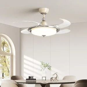 42 Inch Modern Decorative LED Ceiling Fan Lamp Lights Retractable High Chandelier Remote Control BT Speaker Motor Made China