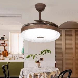 42 Inch Modern Design Retractable Led Chandelier Ceiling Fans with Remote Control for Decorative Lighting Ceiling Fan with Light