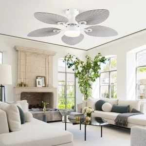 42 Inch Modern Iron 5 Blades DC Motor LED Ceiling Fan Light with Remote Control for Home Office Indoor Use