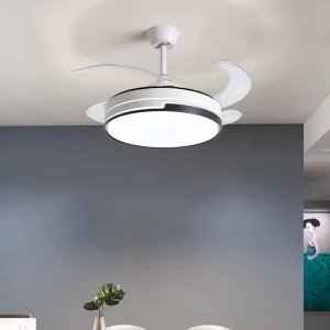 42 Inch Modern LED Ceiling Fan Chandelier with 3 Blades & 6 Speed Remote Control Copper Motor Bedroom Fan Light