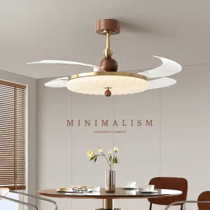 42 Inch Modern LED Ceiling Fan with Light Remote Control Retractable Inverter DC Motor for Living Room Asian Style