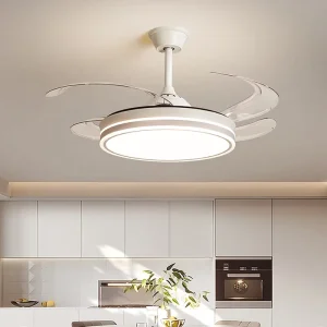 42 Inch Modern LED Ceiling Fan with Remote Control New Invisible Retractable Design and DC Motor Includes Light