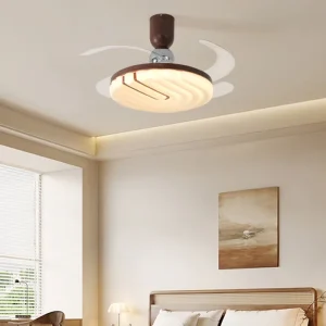 42 Inch Modern LED Ceiling Fan with Retractable Lamp 4 Blades Motor 6 Speed Remote Control 220V Bedroom Use Made in China