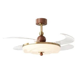 42 Inch Modern LED Chandelier Ceiling Fan with Light and Remote Control Retractable Lamp Body for Connectivity