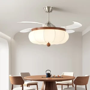 42 Inch Modern LED Lamp Ceiling Fan Light Remote Control Retractable Low Energy Living Room 110V Input Voltage ABS