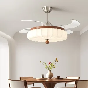 42 Inch Modern LED Smart Chandelier with Retractable Remote Control DC Motor Ceiling Fan Light for Bedroom China Fancy