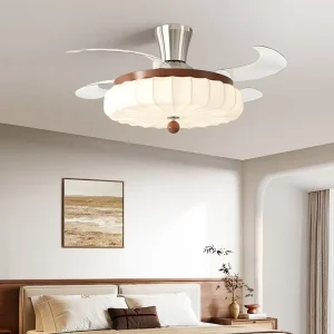 42 Inch Modern Motor Ceiling Fan with Light Remote Control Retractable LED Lamp 6 Speed Dimmable for Living Room