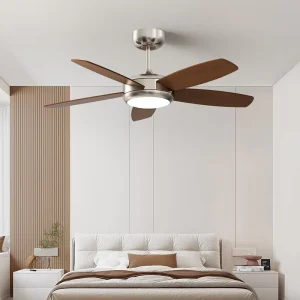 42 Inch Modern Nordic Simple 5 Blade Ceiling Fan with Lamp with LED Lighting Lights LED Lamp Classic