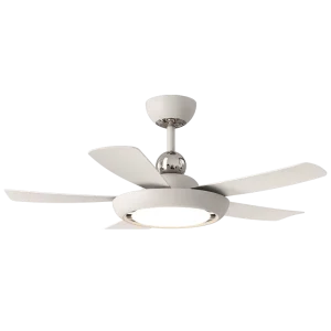 42 Inch Modern Nordic White 5 Blade Simple Ceiling Fan with LED Lamp and Remote Control Classic Nordic Style