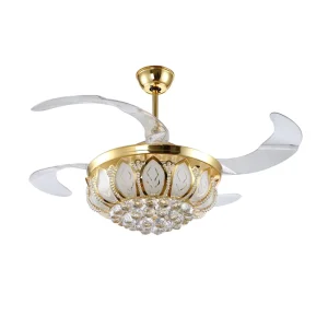 42 Inch Retractable Blades LED Ceiling Lamp Fan for Guestroom Bedroom Living Room Led Modern Ceiling Fan