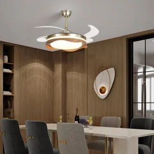42 Inch Retractable Invisible Living Room Modern Fancy LED Ceiling Light Living Room Lamp with Fan Ceiling for Dinning Room