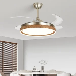 42 Inch Retractable Motor Bladeless Ceiling Fan with LED Light Source and Remote Control