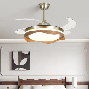 42 Inch Retractable invisible blade less fans with best ceiling bright light fan lamp and remote control