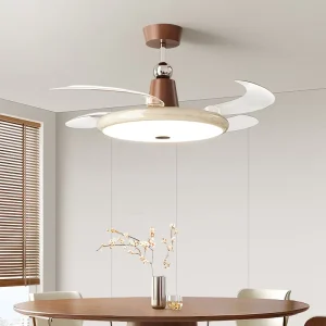 42 Inch Smart Luxury LED Ceiling Fan Lamp with Low Profile 6 Speed Motor Remote Control for Living Room