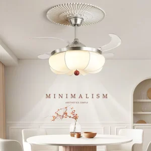 42 Inch Smart Retractable Invisible Foldable Modern Led Luxury Low Profile Living Room Ceiling Fan with Lights Remote Control