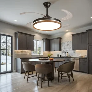 42 Inch Walnut LED Ceiling Fan Remote Control DC Motor Customizable Wooden Support Light Stick Smart Room Lamp