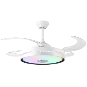 42 inch Music RGB LED Ceiling Fan Speaker Retractable Blades Chandelier Remote Control