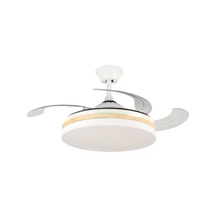 42inch Modern Indoor LED Ceiling Fan Light Retractable Blades with Remote Control for Bedroom Living Room Home