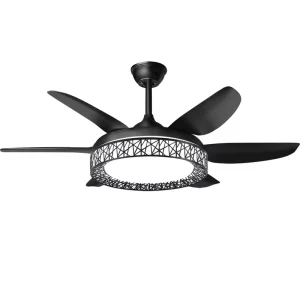 45 50 55 Inch Nordic Modern Black 6 Blade ABS DC Motor Remote Wall Control Dimmable LED Light Ceiling Fan Home Office Use CRI 90