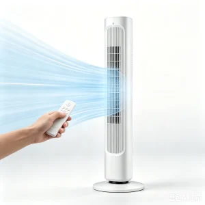 47 Inch Portable Bladeless Oscillating AC Tower Fan Remote Control App Controlled 3 Speed 12H Timer LED Display Low Noise Hotel