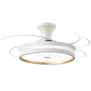 48/42 Inch White Gold Remote Control Restaurant Smart LED Ceiling Fan with Light