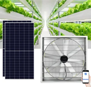 48-54 Inch Solar Plant Factory Ventilation Fan Vertical Farm Air Circulation System for Indoor Agriculture Climate Control