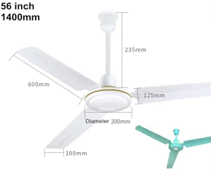 48 & 56 Inch Ceiling Installation Electric Ceiling Fan Electric Power Source 3 Pcs Metal Blades Fan Ceiling
