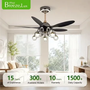 48 Inch Nordic Style LED Ceiling Fans with Remote Control Optional Smart Control All Copper DC Motor for Living Room Hotel