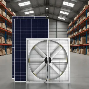 48 Inch Solar Wall Mounted Ventilation Fan Industrial Exhaust System for Warehouse Factory Workshop Air Circulation Cooling