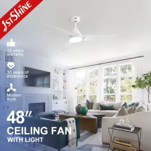 48 Inches Office Smart APP Control DC Motor White Black Led Ceiling Fan with Light