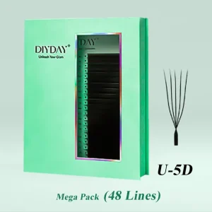 48 Lines Dense Mega Pack U-5D Wispy Premade Lash Fans Natural Long 0.07mm Thickness Soft PBT