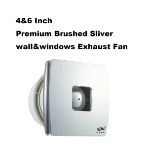 4Inch Sliver Exhaust Fan Wall Mounted Ventilation Fan Silent Bathroom Extractor Fan with Humidity Sensor Timer for Kitchen