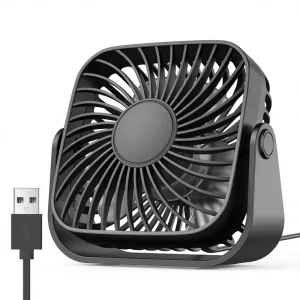 4Inch USB Mini Plastic Portable Fan for Camping 3 Speeds Quiet Desk Table Use with 360Adjustment Standing Design 5 Blades