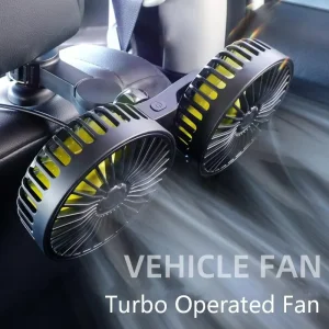 5-Blade USB Vehicle Cooling Fan for Backseat Dual Head Car Fan 360° Rotatable Rear Fan Electric Air Circulation Fan