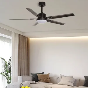 5 Blades Iron Ceiling Fan with LED Light and Remote 52 Inch Modern Decorative Ceiling Fan for Home Hotel Restaurant