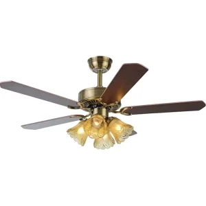 5 Blades Metal Ceiling Fan with Remote Control 3 Speed LED Light Invisible Crystal Design for Outdoor & Hotel Use Electric