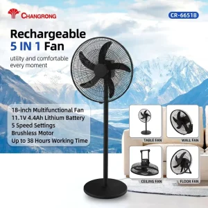 5 In 118 Inch Rechargeable Fan Battery Fan Brushless Motor with 11.1V4400mAh Lithium Battery Remote