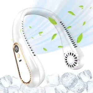 5 Speeds Bladeless Neck Fan Portable Wearable USB Rechargeable Digital Display 1200mAh Battery Outdoor Car Household RV Plastic
