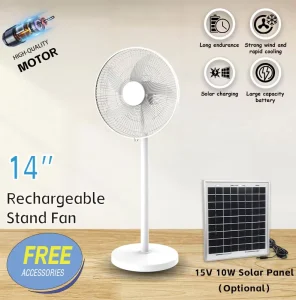 5-in-1 AC DC Rechargeable Standing Table Wall Fan with 11.1V 2200mAh Lithium Battery and Remote