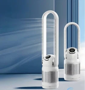 5 in 1 Bladeless Fan With Hepa 13 Negative Oxygen Ions Electric Cool and Hot Fan Air Purifier PM2.5 Air Monitor